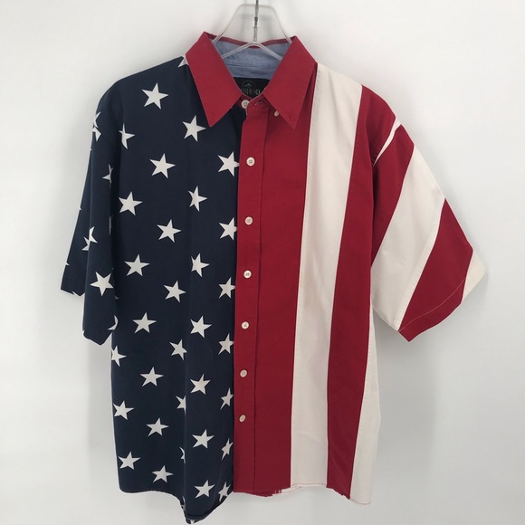 Redhead American Flag Short Sleeve Button up Men M - Picture 1 of 8